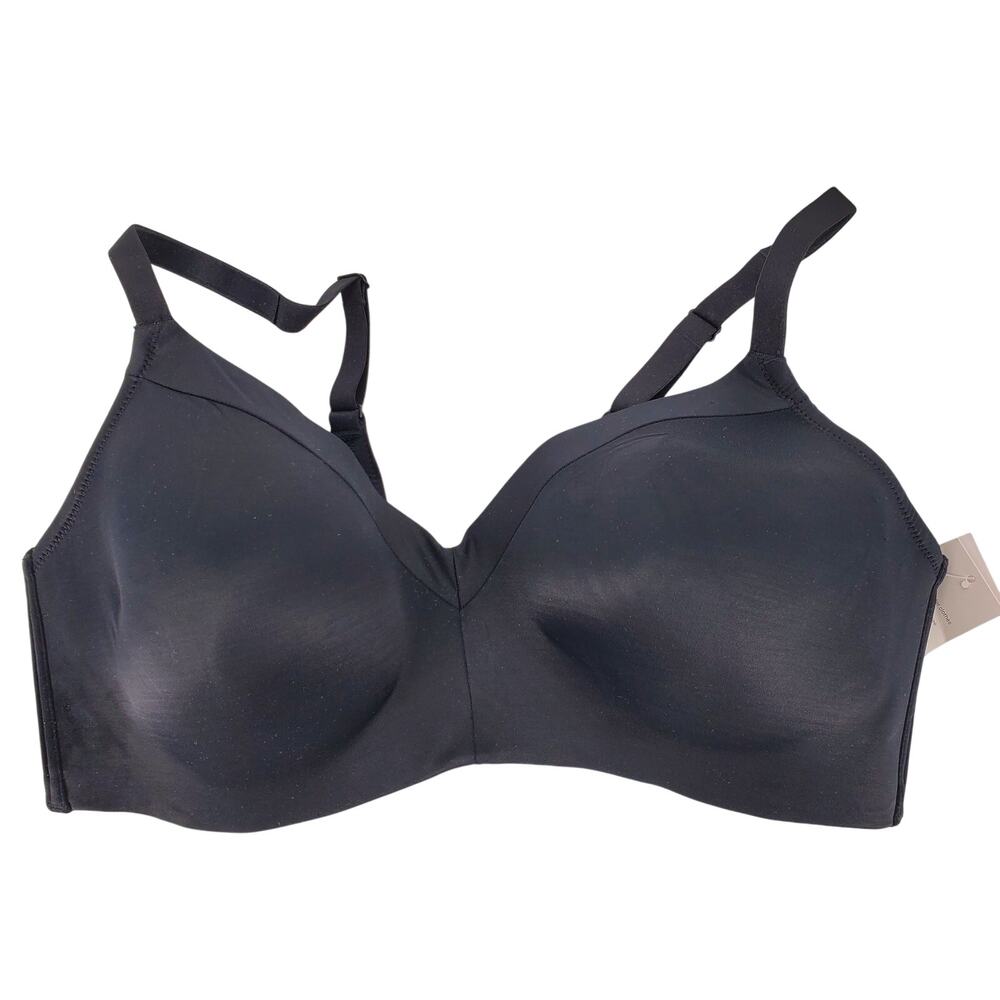 Auden 42D Black Lightly‎ Lined Wirefree Back Closure Bra Adjustable Straps New